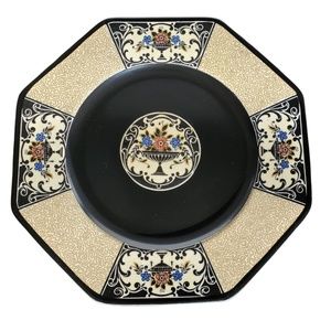 ART DECO WEDGWOOD NANETTE PATTERN PLATE BLACK AND IVORY OCTAGON REPLACEMENT PLAT